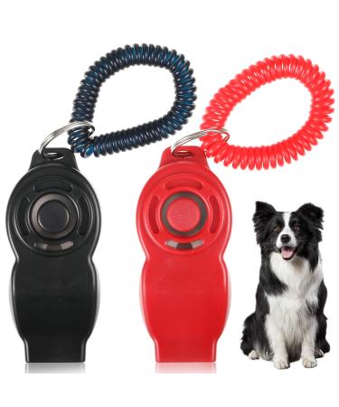 Euioovm 2 dog whistle R tter recall high frequency training pipe 2-in-1 design dogs whistle dog-clicker dog clicker set ideal for dog education (black+red)