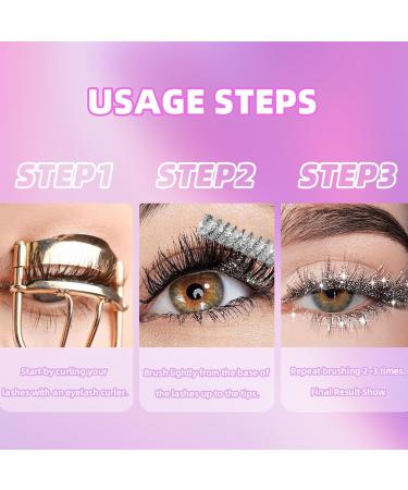Glitter Mascara Volume UP Mascara Shiny Glitter Mascara Thick Mascara Luxury Stain Resistant Long Lasting Mascara Waterproof Mascara for Women Girls - Buy Online on GoSupps.com