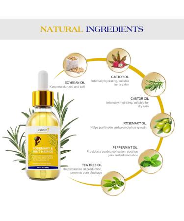 Rosemary Mint Hair Oil with Biotin | Nourishes Scalp Prevents Split Ends & Hair Loss | 2 FL OZ - Buy Online on GoSupps.com