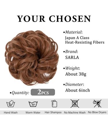 SARLA 2PCS Messy Hair Bun Scrunchies - Light Auburn Synthetic Updo Extensions for Women and Girls - Buy Online on GoSupps.com