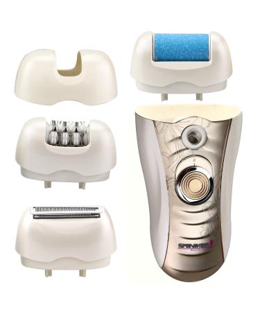 Sminiker 3 in 1 Lady Rechargeable Hair Removal Kit - Waterproof Bikini Trimmer, Epilator, Callus Remover - LED Shaver for Arms, Underarms, Bikini Line & Legs (Gold) - Buy Online on GoSupps.com