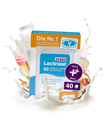 Pro Natura Lactrase 32000-40 Lactase tablets in lactose intolerance for the carefree enjoyment of milk and dairy products 32000 40
