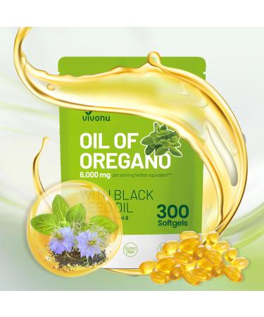 VivoNu Oil of Oregano Capsules Balanced Oil of Oregano with Black Seed Oil Organic OreganoOil Softgels Carvacrol Thymoquinone Non-GMO