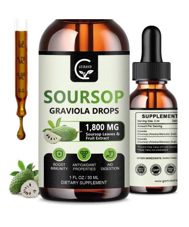 (2 Pack) Soursop Graviola Liquid Drops 1800mg 98% Absorption Soursop Bitters Liquid for Cell Support & Regeneration Immune Boost Relax Liver and Sleep Herbal Goodness Gluten Free 1 Fl Oz Natural