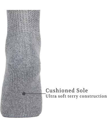 LIN PERFORMANCE Diabetic Crew Socks - Non-Binding Top Cushion Sole 6 Pairs for Men & Women (Large Light Grey Heather 10-13 - Buy Online on GoSupps.com