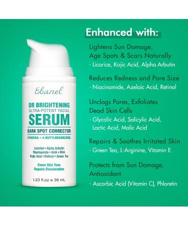 Dark Spot Remover Serum for Face - Skin Lightening & Brightening Treatment | Melasma, Hyperpigmentation & Sun Spot Remover with Synovea, 4-Butylresorcinol, Niacinamide & Kojic Acid - Buy Online on GoSupps.com