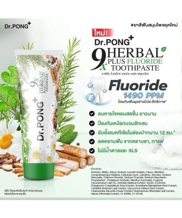 Dr.Pong 9X Herbal Plus Fluoride Toothpaste 100g(3.52 Oz.) - Buy Online on GoSupps.com