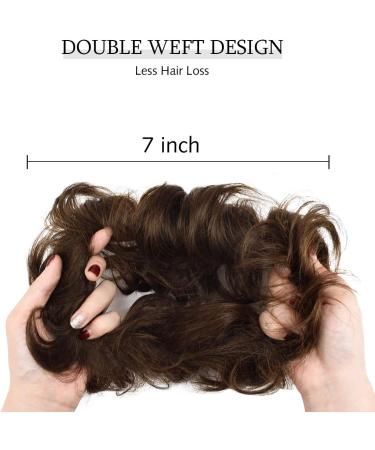 Yamel Messy Bun Scrunchie Human Hair Tousled Updo Hair Pieces - Brown Chignon, Wavy Curly Ponytail Extension for Women - Buy Online on GoSupps.com