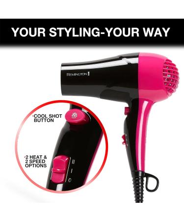 Remington Compact Styler - Portable 1875W Hair Dryer with Ceramic Technology 2 Heat Settings & Cool Shot - Perfect Travel Size Blow Dryer - Buy Online on GoSupps.com
