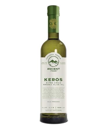 Ancient Foods Keros Greek Organic Extra Virgin Olive Oil – Fresh, Cold Pressed Olive Oil from Greece, High Phenolic Organic Olive Oil from 1000 Year Old Trees (17oz, 0.5L)