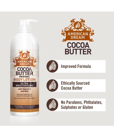 Buy American Dream Cocoa Butter Original Body Lotion 16oz - Moisturizing Skincare for All Skin Types | International Shipping Available - Buy Online on GoSupps.com