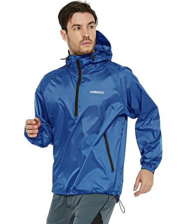 DEMOZU Men's Lightweight Packable Rain Jacket with Hood - Navy Blue, Size XX-Large - Buy Online on GoSupps.com