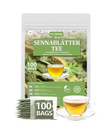 ULTHMOK Senna herbal tea 100 herbal tea bags made from 100% natural senna leaves without additives or caffeine.