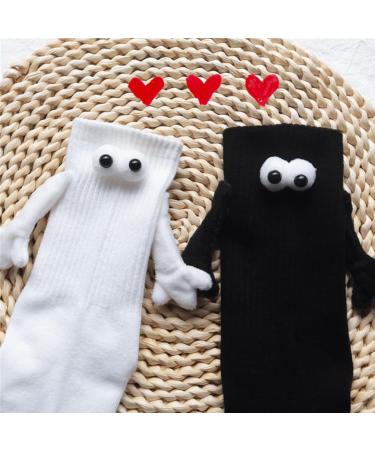 Magnetic Hand Holding Doll Socks Set - Funny Gifts for Women | Cute 3D Couple Socks in White - Buy Online on GoSupps.com