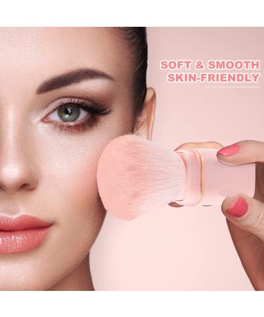 Mini Travel Size Retractable Face Kabuki Makeup Brush - Pink Portable Powder Brush for Blush & Bronzer - On-The-Go Beauty Essential - Buy Online on GoSupps.com