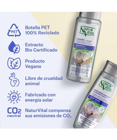  NaturVital NaturVital Set of 6 Silver Shampoos Paraben-Free Natural for White and Grey Hair Mattifying Platinum Grey Hair Blue Pigment for Men and Women 6 x 250 ml - Buy Online on GoSupps.com