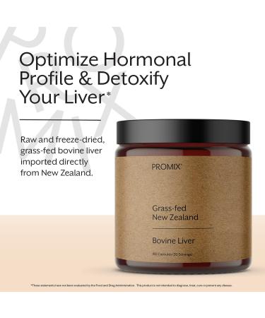 ProMix Nutrition Grass Fed Raw Beef Liver Supplement - Multivitamin Detox for Liver Health - Bioavailable Vitamins A B12 D3 Heme Iron - 180 Gelatin Capsules - International Shipping Available - Buy Online on GoSupps.com