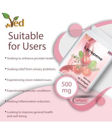 Ved Lycopene Supplement 500mg - 90 Softgel Capsules for Overall Health Support - Buy Online on GoSupps.com