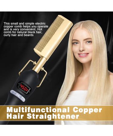 LCD Hot Comb Hair Straightener - Fast Heating Titanium Ceramic Electric Straightening Brush with LCD Display - Buy Online on GoSupps.com