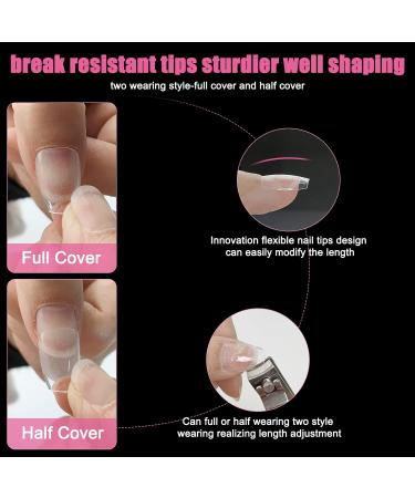 Hrcprd XXS Coffin Soft Gel Full Cover Nail Tips - 600PCS Pre-buff Half Matte False Nails for Extensions & DIY Nail Art - Buy Online on GoSupps.com