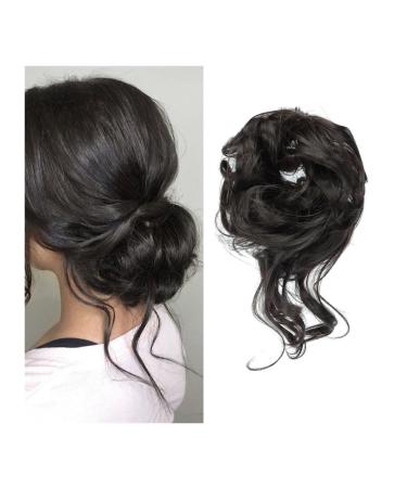 Hair Bun Hairpiece for Women Messy Bun Hair Piece Scrunchie Tousled Updo Hair Extensions Bun with Rubber Band Curly Wavy Ponytail Extensions Synthetic Chignon for Women Girls Hair Chignons(2)