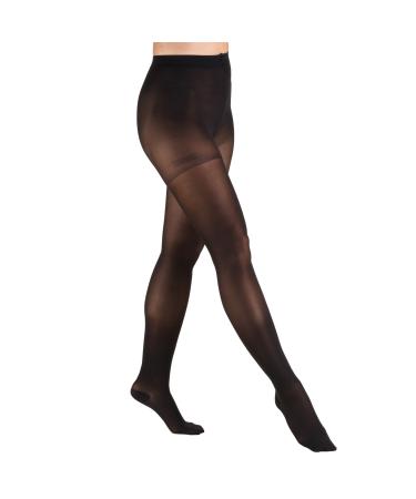 Truform Sheer Compression Pantyhose 30-40 mmHg Women's Shaping Tights 20 Denier Black Large Black Large (1 Pair)