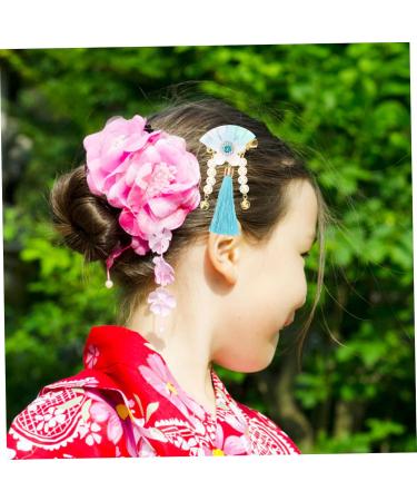 Beaupretty 1 Pair Japanese Fan Hairpin Baby Clips for Hair Japanese Hair Pin Tassel Hair Clips Japanese Style Hair Clip Bride Headpiece Kimono Headpiece Acrylic Decorate Child Girl 9x5cm Sky-blue - Buy Online on GoSupps.com