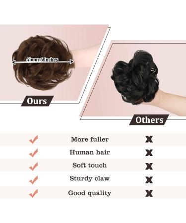 RUWISS Claw Clips in Messy Bun Hair Piece 100% Human Hair Buns Wavy Curly Clip Chignon Hair Bun Extensions Tousled Updo Hair Buns Human Hair Scrunchie with Clip for Women(Medium Brown) 1 Count (Pack of 1) Medium Brown - Buy Online on GoSupps.com