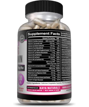 Kaya Naturals Women's Multivitamin - Antioxidant & Immune Support - Energy Boost - 60 Count - Buy Online on GoSupps.com