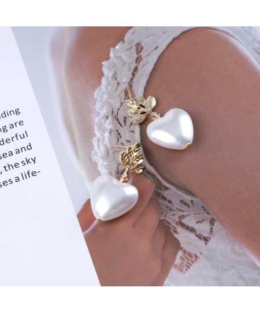 Shop Vintage Pearl Heart Drop Earrings | Gold Leaf Bridal Jewelry for Women - Buy Online on GoSupps.com