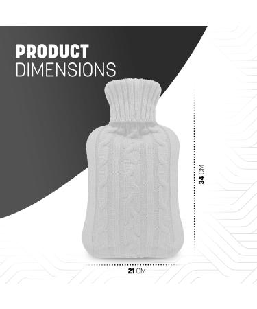 KEPLIN Cosy Hot Water Bottle with Knitted Cover - Relieves Body Aches & Pains Washable Safe & Durable Heating Pad - Ideal Cosy Nights & Gifts - Large 2L (Cream) Cream Knitted - Buy Online on GoSupps.com