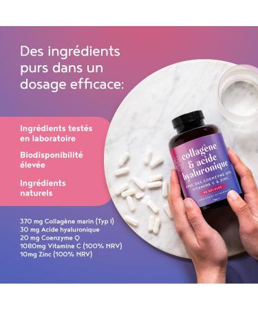 Marine Collagen + Hyaluronic Acid | 90 Capsules | 3 Month Treatment | Hydrolyzed Collagen Peptides Type 1 | with Vitamin C Zinc and Coenzyme Q10 | for Skin Joints Bones and Hair | Alpha Foods - Buy Online on GoSupps.com