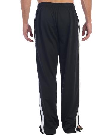 Gioberti Men's Track Running Athletic Pants - Elastic Waist, Zip Bottom - Black/White (Large) - Buy Online on GoSupps.com