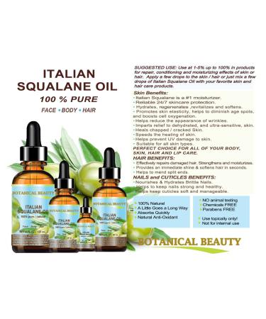 Botanical Beauty SQUALANE Italian Olive Oil - 100% Pure 30ml for Face, Body & Hair | Ultra-Pure Moisturizer - 24/7 Skincare Protection - Buy Online on GoSupps.com