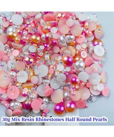 30g Pink Half Pearl Rhinestones for Crafts - Mixed Sizes 3mm-10mm - Resin Flatback Pearls for Nail Art & Jewelry - DIY Decoration - Buy Online on GoSupps.com