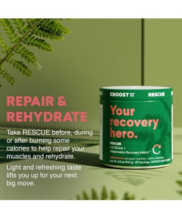 EBOOST Rescue Vegan BCAA Recovery Powder - Watermelon Flavor - 20 Servings - 2:1:1 Amino Acids for Muscle Recovery - Pre & Post Workout Supplement - Buy Online on GoSupps.com