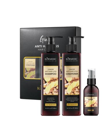 Ginger Shampoo and Conditioner Set, 3 Hair Care Kits, Moisturizes and Controls Frizz with Strengthening Formula, Anti Hair Loss Serum, Nourishing for All Hair Types