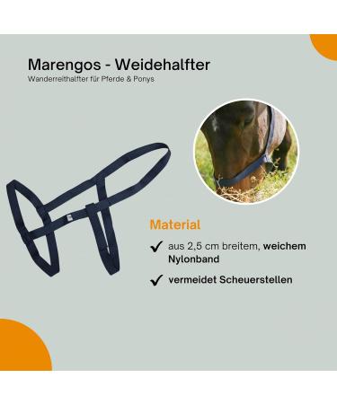 Marengos Weide Halver | Soft Halter for Horses & Ponies | Durable Handlebar for Pasture | Night Blue Warmblood Size | International Shipping - Buy Online on GoSupps.com