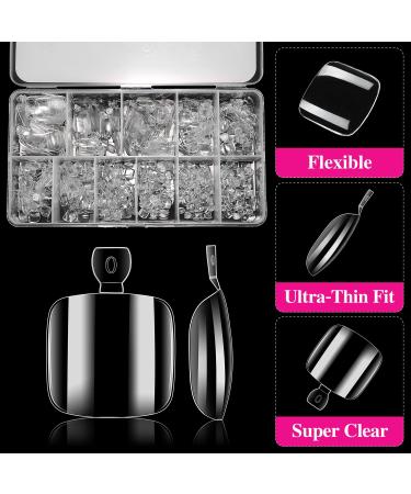 AIMeili 550 Pieces Clear Transparent False Toe Nails - Full Cover Artificial Toenail Tips with Storage Box - Buy Online on GoSupps.com