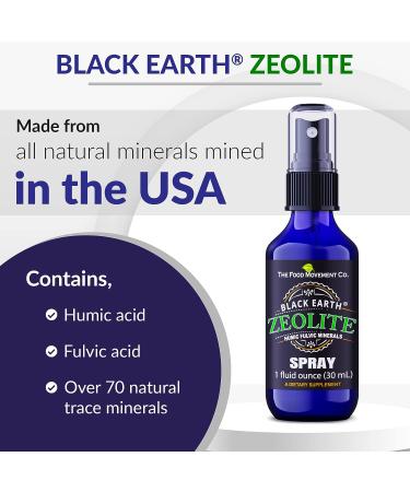 The Food Movement Black Earth Zeolite with Humic, Fulvic Acids & Trace Minerals - 1 fl oz Pump Spray Bottle | Detox, Digestion & Immune Support - Buy Online on GoSupps.com