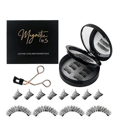 Magnetic Eyelashes without Eyeliner  3 Pairs Natural Looking Magnetic Lashes without Eyeliner  3D Effect Reusable Waterproof Fake Eyelashes with Tweezers  Easy to Wear  No Glue Needed