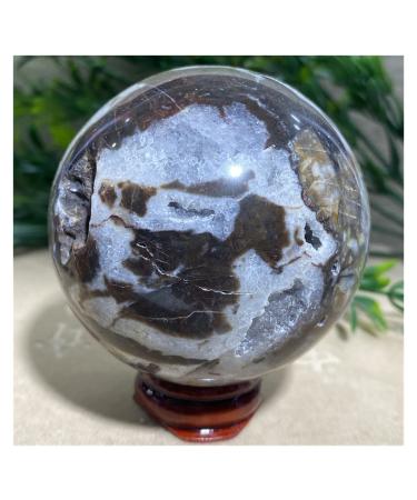 Sphalerite Stones Natural Shpere Ball Quartz Crystal Geode Feng Shui Home Crafts Decoration+Stand 1pc (Color : 430-440g)