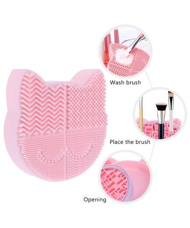 Silicone Makeup Brush Cleaning Mat & Drying Rack - 2 in 1 Cartoon Cat Holder for Beauty Tools - International Shipping - Buy Online on GoSupps.com