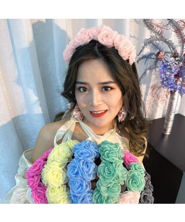scicent Headbands for Girls Boho Head Band Blue Flower Elastic Hairband Hair Accessories for Women Wide Bezel Girls Hair Hoop Blue - 16120 - Buy Online on GoSupps.com