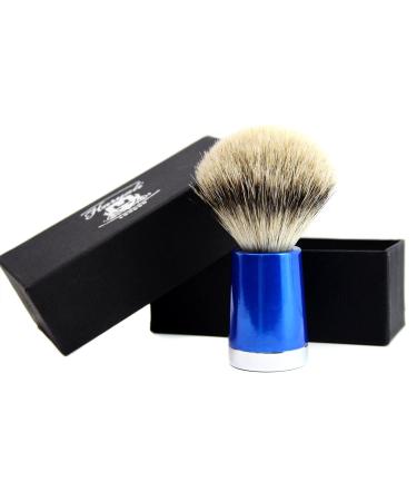 Haryali London Pure Silver Tip Shaving Brush - Stainless Steel & Shiny Blue Handle | Premium Shaving Set for Men - Buy Online on GoSupps.com
