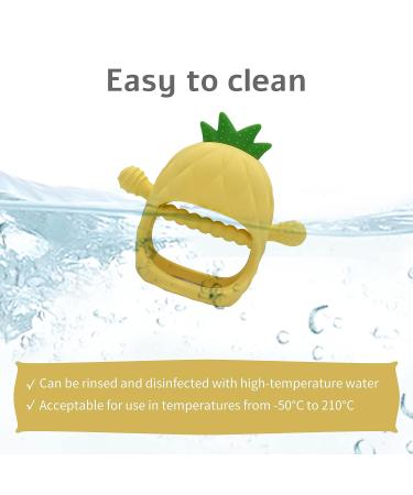 Rayshie Silicone Baby Teether Toy - BPA Free Chew Toy for Infants 3+ Months - Yellow Teething Glove for Soothing Sore Gums - Buy Online on GoSupps.com