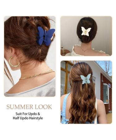 12 PCS Butterfly Hair Claw Clips - Medium Non-Slip Matte Design for Strong Hold on Thin, Curly Hair - Ideal for Updos & Summer Style - Women and Girls - Buy Online on GoSupps.com