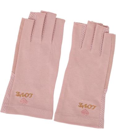 UV Shield Glove Breathable Fingerless Fiber Cotton Nail Lamp Gloves Anti UV Fingerless Gloves Protect Manicure Gloves Manicure Nail Art Dryer Tools(Light pink grey) - Buy Online on GoSupps.com