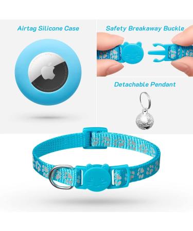 Lafayi 2 Pack Reflective Cat Collar with Airtag Case Adjustable GPS Tracker Personalized with Bell & Safety Lock - Blue - Buy Online on GoSupps.com