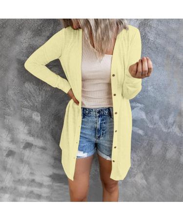 Long Shirt Outerwear Top Thin Warm Knitted Coat Women's Blouse V-Neck Shirt Tunic Long Women's Tunic Women's Shirt Casual Checked Shirt Women's Winter Chunky Knit Jacket G-yellow M - Buy Online on GoSupps.com